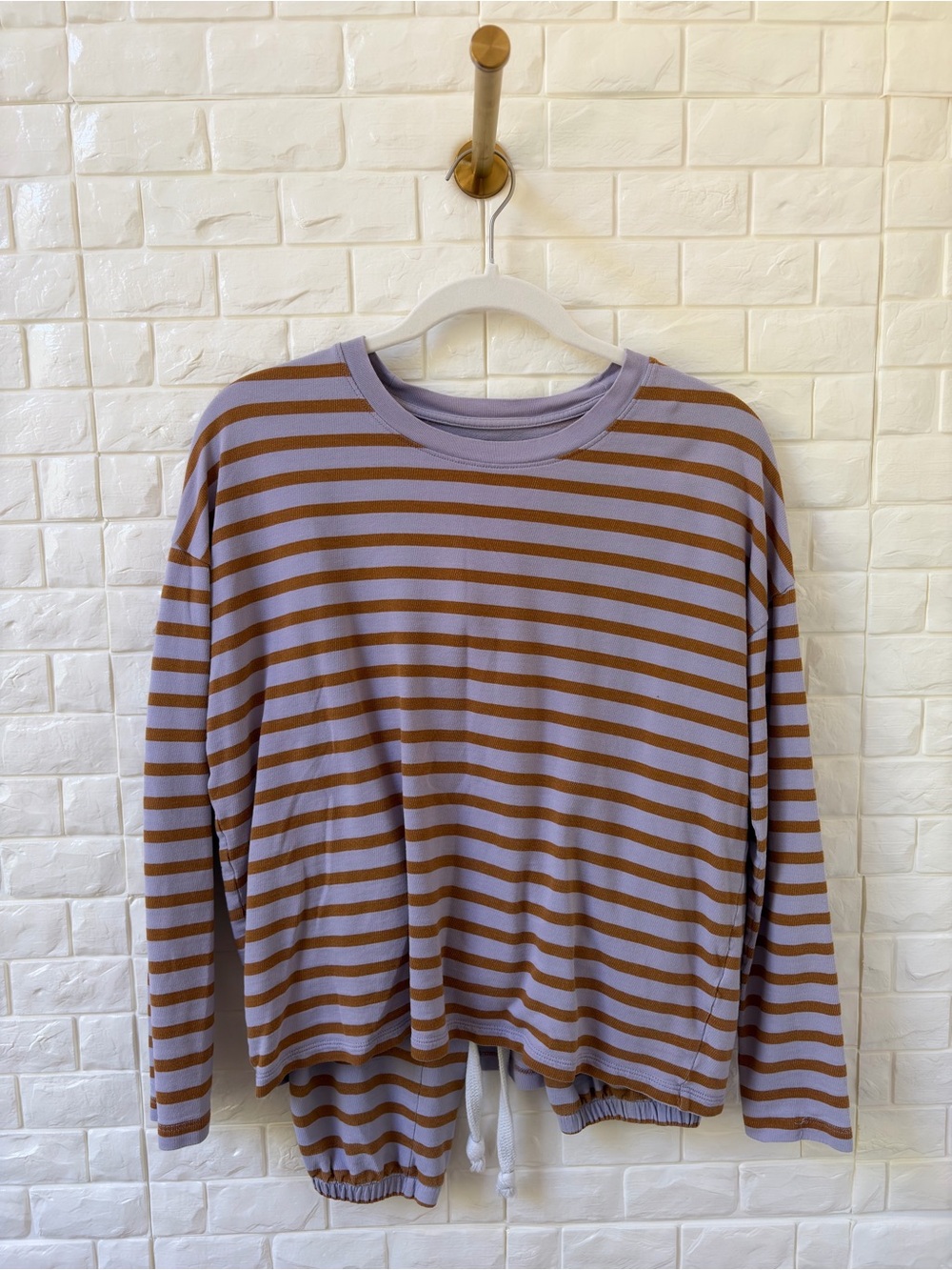 Madewell Lavender and Brown Striped Lounge Set